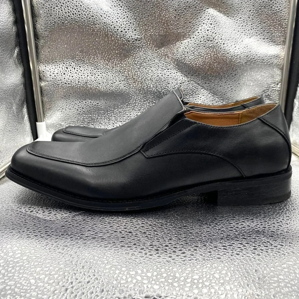 Joseph Abboud Dominic Venetian Loafer Shoes Mens 10 Black Leather Square Toe